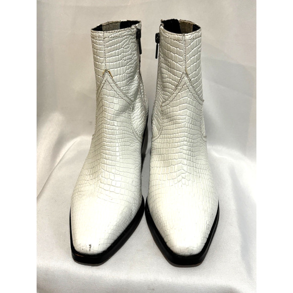 Lucky Brand White Croc-Embossed Heeled Boots - Picture 2 of 10